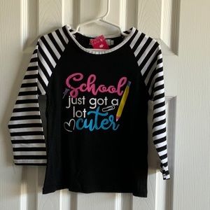 NWT Striped Sleeve Girls Top Size 4T